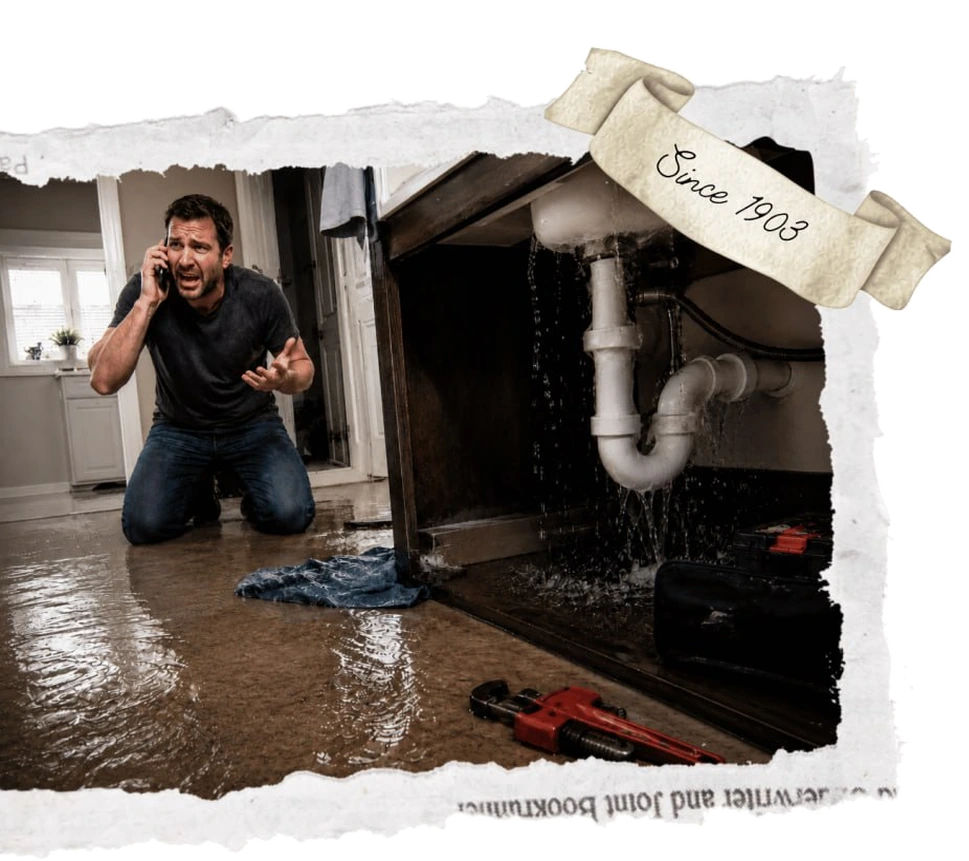 Emergency plumber responding to an urgent water leak by Sidney & Hacking